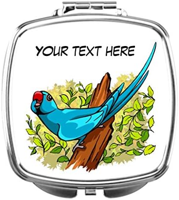 Personalised Mirrors Talking ringneck parrot text is customizable Custom Compact Mirrors