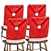 Christmas Chair Back Cover Set of 6, Santa Clause Red Hat Slipcovers Kitchen Chair Cap Sets Xmas Decoration for Dinning Room Christmas Banquet Holiday Festival Decor