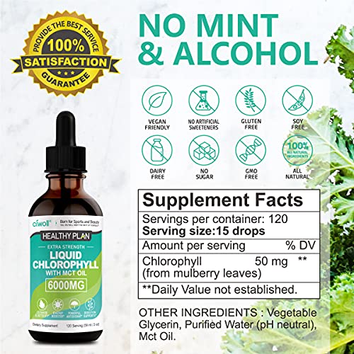 Chlorophyll Liquid Drops Unflavored 6000mg Better Energy Supplement