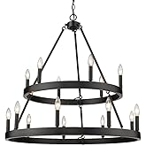 Golden Lighting 1017-69 BLK Alastair Chandelier, 15 Light, Matte Black