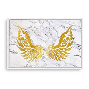 Framed Canvas Wall Art Golden Wings Canvas Prints Home Artwork Decoration for Living Room,Bedroom - 16x24 inches