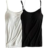 Womens Modal Built-in Bra Padded Camisole Yoga Tanks Tops