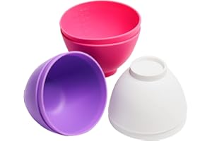 Goalfly 6 Pcs Silicone Mixing Bowls, 0.27 QT Silicone Bowl, Chocolate Melting Bowl, Mixing Bowls are Suitable for Serving, Prepping, White, Pink, Purple (4.1 x 4.1 x 2.7 Inch)