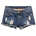 Blostirno Women's Denim Shorts Cuffed Short Jeans Pants High Waisted (Flowery Ripped-4)
