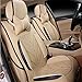 Amooca Compatible Universal Full Front Rear Ice Silk PU Fabric Car Seats Cushion Cover Fit for All Most Five Seat Car Beige 8pcs