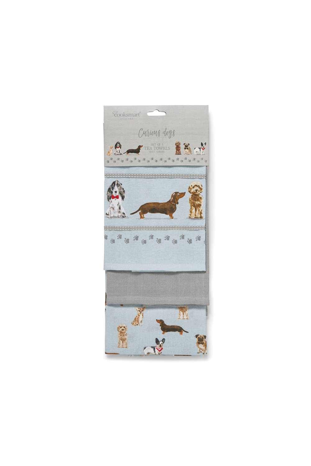 Cooksmart Curious Dogs Set of 3 Tea Towels
