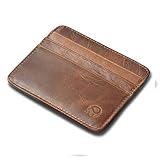Badiya Front Pocket Wallet Minimalist Slim Wallet Thin Card Holder Genuine Leather