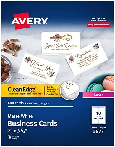 Avery Clean Edge Printable Business Cards with Sure Feed Technology, 2 ...