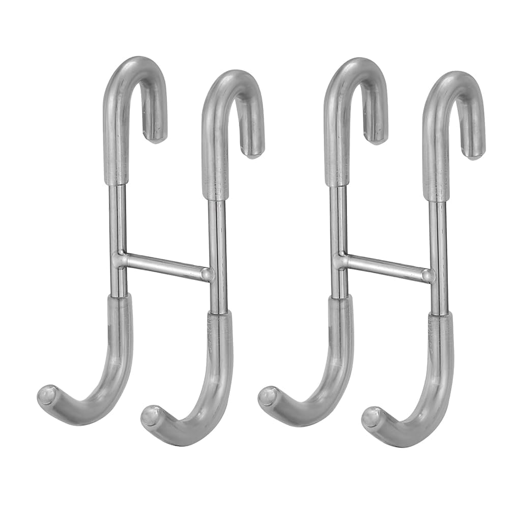 Photo 1 of BWE 4 Pack Shower Door Hooks,304 Stainless Steel Over Door Hooks,Towel Hooks for Bathroom Frameless Glass Shower Door 0.47"(12mm),Drilling-Free Hanger Shower Hooks,Silver