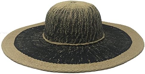 WOMEN'S SUMMER WOVEN STRAW OMBRE FLOPPY (BLACK)