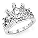 Metal Factory 925 Sterling Silver Cubic Zirconia Princess Crown Tiara CZ Band Ring