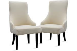Liykimt Stretch Wingback Side Chair Slipcover-Accent Chair Cover Slipcover with Arm,Washable Upholstered Arm Dining Chair with Nailed Trim Protector for Dining Living Room Set of 2,Beige