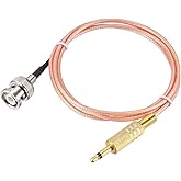 uxcell Cable de audio de alimentación coaxial macho BNC macho a 0.138 in (1/8") mono TS macho de 50 ohmios 3 pies