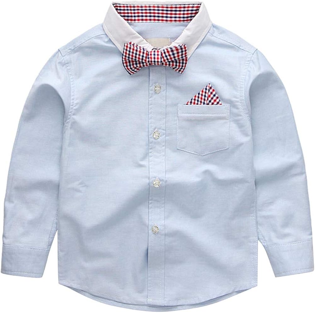 Boys' Button Down Shirts Solid Color Dress Shirt with