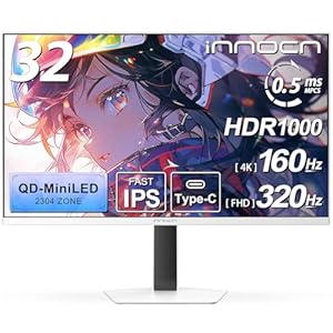 INNOCN MiniLED 4k モニター 32インチ ゲーミングモニター 4K@160Hz/フルHD@320Hz切り替え GA32V1M