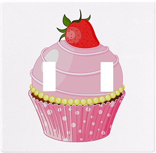 Cupcake Screwless 2 Toggle Wallplate Decorative Switch Plate Cover (Strawberry)