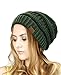 NYFASHION101 Unisex Multicolor Warm Cable Knit Thick Slouch Beanie Cap, 2 Tone Olive