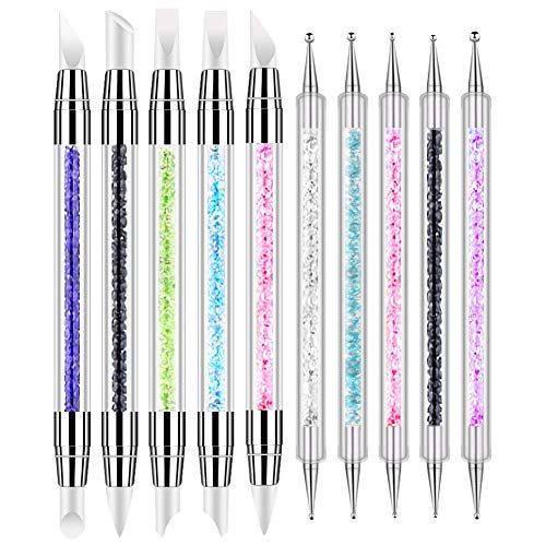 10pcs Nail Art Gel Carving Pen Acrylic Dotting Tool Nail Silicone Brushes Set Pottery Clay Sculpting Tools,Nail Dotting Pen 2 Way Double Ended