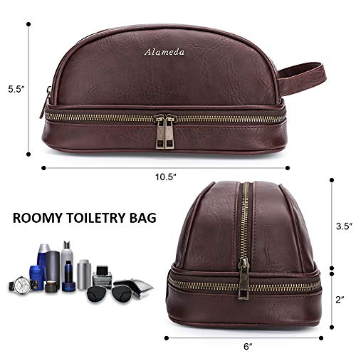 Semary Leather Toiletry Mens Bag Shaving Case Bags with Lots Pockets Plenty Space Large Compartments Durable Design Travel Pouch Dopp Kit for Men Women - Brown 5 Semary Leather Toiletry Mens Bag Shaving Case Bags with Lots Pockets Plenty Space Large Compartments Durable Design Travel Pouch Dopp Kit for Men Women - Brown
