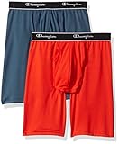 Champion Men's 2-Pack Tech Performance Longer Leg Boxer Brief (Sunkissed), Grey/Sun Kissed, Large