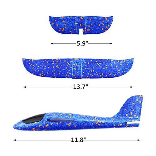 Weoxpr 2 Pack 35cm Soft Foam Airplane, Manual Throwing Inertial Plane Model for Outdoor Sports Toy ï¼† Kids Toys Gift