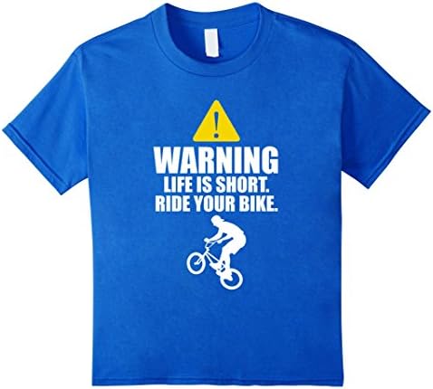 unisex-child Warning Life Is Short Ride Your Bike Bicycle BMX T-Shirt 6 Royal Blue