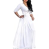 JTNFairy Womens Casual Floral Print Long Maxi Dress Plus Size Plain Party Outfits