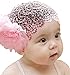 Baby Girl Toddler Cute Lace Wide Headband with Big Flower Stretch Headwear (Pink)