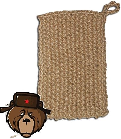 RussianBear Hand-knitted Sponge Pocket for Sauna Banya Bath House (Linen)