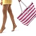 Large Waterproof Striped Tote Beach Bag - Top Zipper Closure - Waterproof Lining - Tote Shoulder Bag For Gym Beach Travel (Striped Pink)
