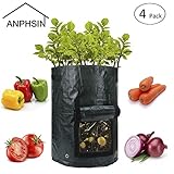 ANPHSIN 10 Gallon Garden Potato Grow Bags with Flap and Handles 4 Pack
