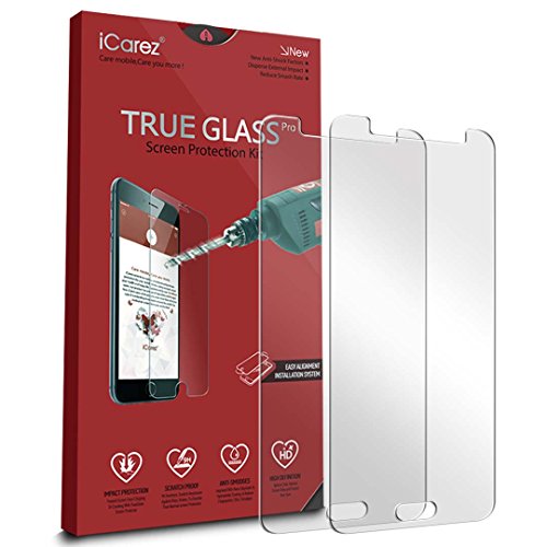 iCarez Tempered Glass Screen Protector for Samsung Galaxy J7 (2016) Highest Quality Easy Install [ 2Pack 0.33MM 9H 2.5D] with Lifetime Replacement Warranty - Retail Packaging