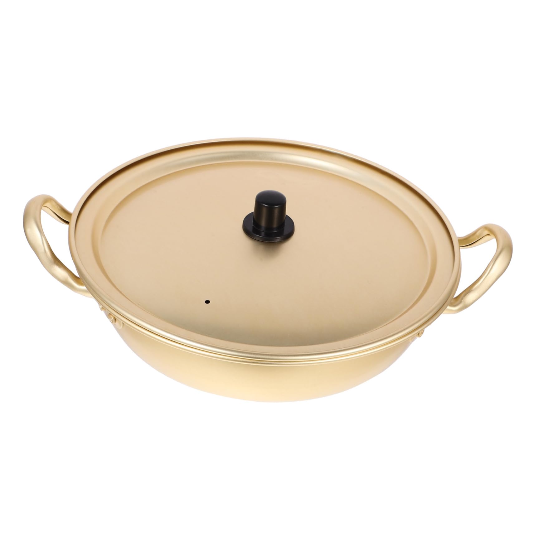 YARNOW Stainless Steel Pot Ramen Pot Korean Ramen Cooking Pot with Lid Traditional Hot Pot Aluminum Pot Fast Heating for Kitchen Cookware 22cm (Double Handle) Korea Yellow Pot