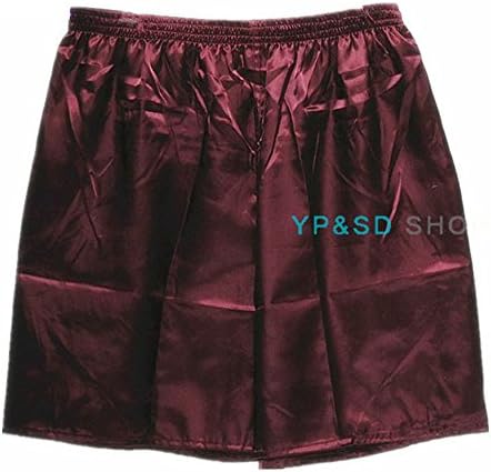NEW Silk Satin Boxer Shorts Men's Underwear Sleepwear (XL (Waist 29-36 inch), Burgundy)