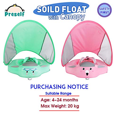 Preself Baby Solid Folat Ring 2 Infant Pool Aquatics Toddler Bathtub Floating Safety Swimming Training (Pink) - Thumbnail 2