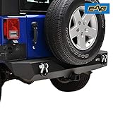 EAG Rear Bumper Rock Crawler Black with 2'' Receiver Hitch and D-ring Shackles for 07-18 Jeep Wrangler JK
