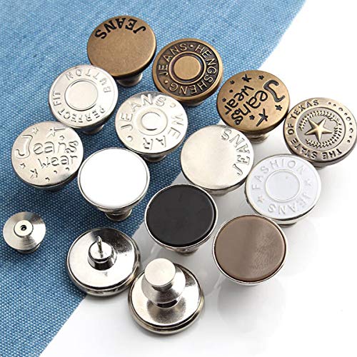 Button Pins for Jean,8Pcs Jean Button Replacement No Sew Instant Buttons for Crafts Easy to Remove and Adjust 17mm