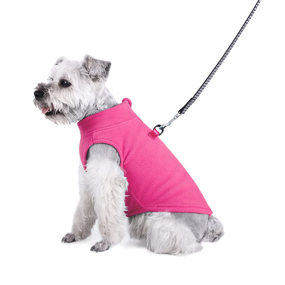 MeiAOBest Small Dogs Jumpers Soft Fleece Vest Dog Sweatshirt, Puppy Kittens Zipper Winter Clothes Warm Jacket Coat Apparel Pet Pajamas T-shirt for Sphynx Cat Chihuahua (S, Hot Pink)