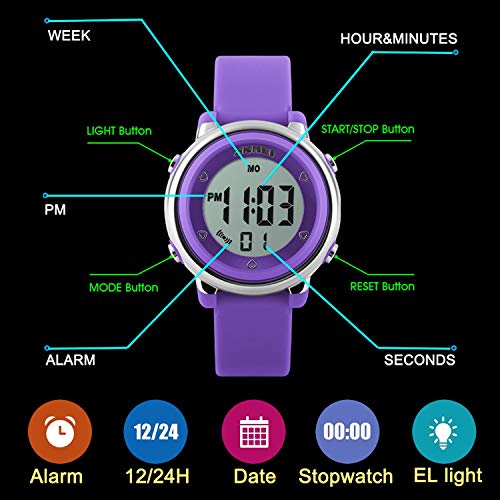5 Function+Waterproof+Stopwatch+Digital+Wristwatch