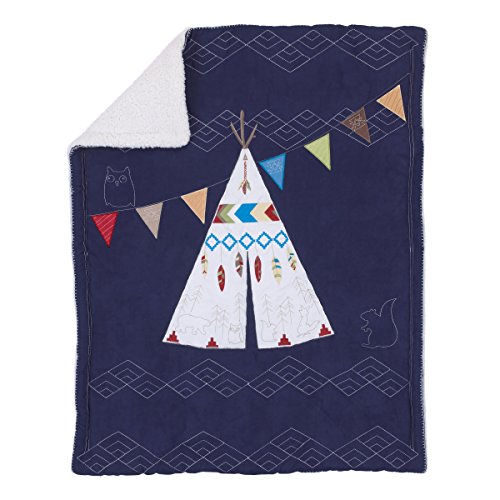 NoJo Teepee Crib Bedding, 4 Piece Set, Navy, Red, Ivory