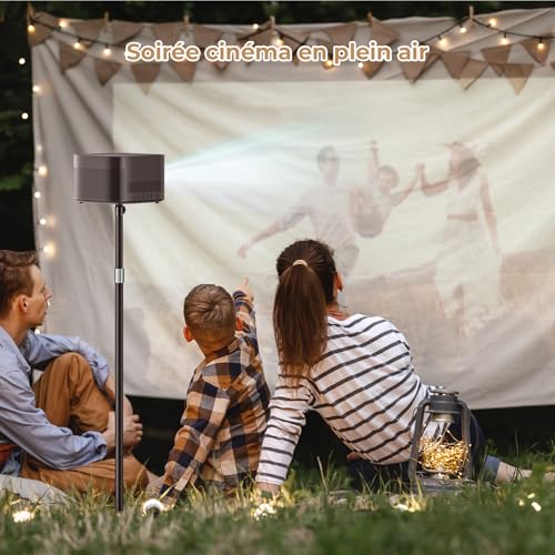 POLESTO Metal Projector Stand, Height Adjustable from 50 to 125 cm with 360° Angle Rotation, Space-saving, Supports up to 5 kg, Compatible with Projector, Cameras and More