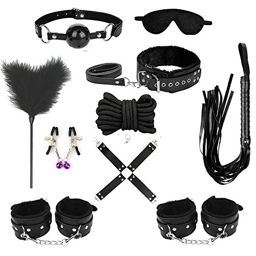 Valentine's day gift 10 Pcs Hand and Leg cuffs Premium PU Leather Kit (Black10pcs)