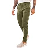 PASLTER Mens Chinos Pants Slim Fit Stretch Flat-Front Skinny Dress Suit Pants Cotton Slacks