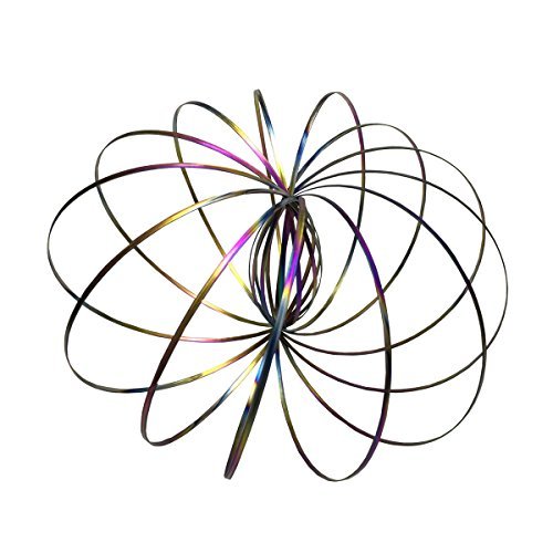 Amazing Magic Flow Rings Kinetic Educational Spring Toy Funny Outdoor Game Intelligent Relax 3D Kinetic Ring Spring Bracelet Stainless Metal Galactic Globe Toy Fit For Kids Boys Girl Adults (rainbow)