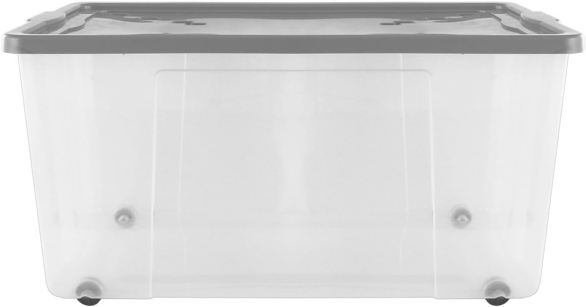 100L 100 Litre Large Clear Plastic Storage Boxes Lid Wheels Stackable Container Box
