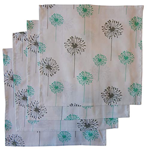 Crabtree Collection Gray Dandelion Cotton Cloth Napkins Turquoise/Gray Dandelion (Set of 4)