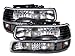 HEADLIGHTSDEPOT 4-Piece Headlights Set w/Xenon Bulbs Compatible with 1999-2002 Chevy Silverado/2000-2006 Tahoe/Suburban (Black)