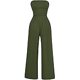 AUXDIO Women's Casual Summer Strapless Jumpsuits Off Shoulder Sleeveless Backless 2026 Wide Leg Romper with Pocket