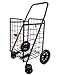 Folding Shopping Cart DOUBLE BASKET SWIVEL Wheel Jumbo 360 Easy Rotation WITH FREE LINER AND CARGO NET by SCF (BLACK WITH BLACK LINER)