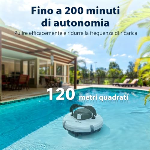 Redkey S100 Pool Robots, 130 Minutes Cleaning, Overcomes 18° Incline, Dual Drive Battery, Automatic Parking, Robot Pools Above Ground for 100 m² Swimming Pool